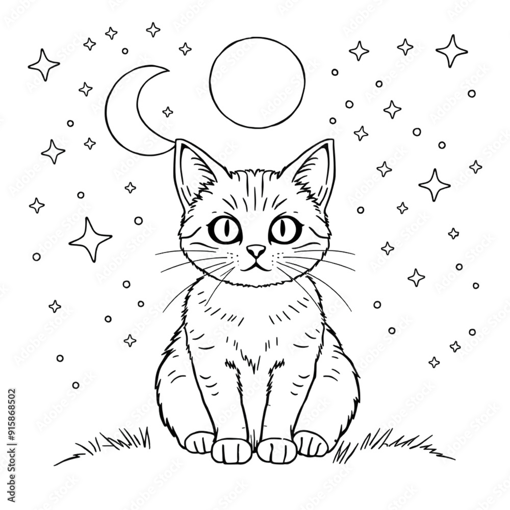 Obraz premium a coloring page against a cat with natural background on an Isolated transparent background PNG. generated with AI