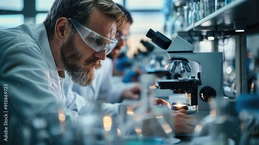 A scientists use microscopes in the laboratory. Generative AI. A scientists use microscopes in the laboratory. Generative AI.