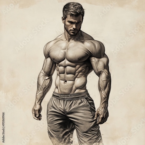 Muscular man in fitness attire diligently exercising and performing various workout routines