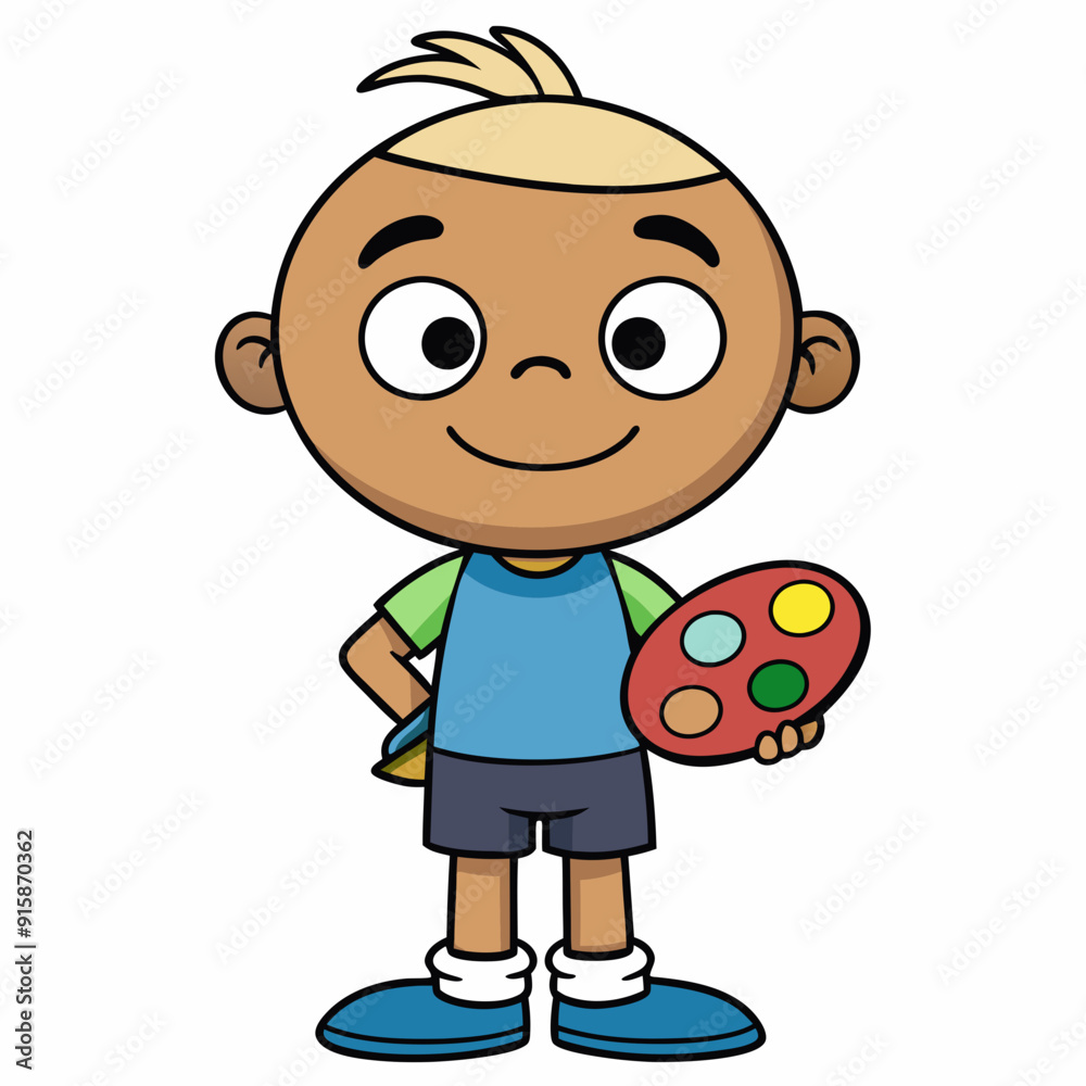 A child with a palette art vector illustration A child with a palette art vector illustration