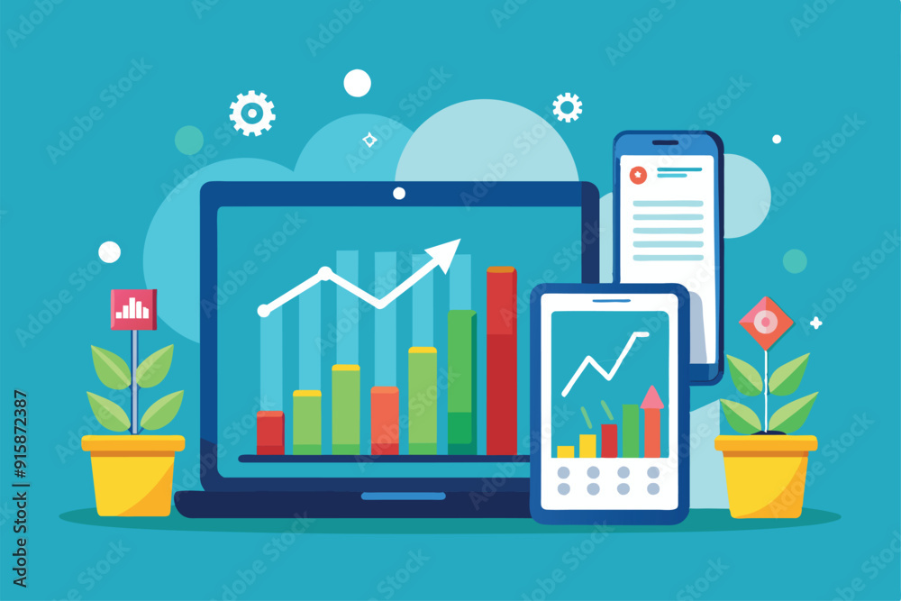 A detailed analysis of growth data displayed on multiple tablets within ...