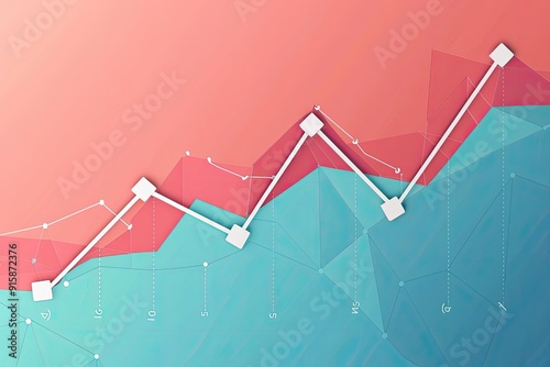 A simple line graph with an upward trend, using basic geometric shapes to symbolize business growth photo