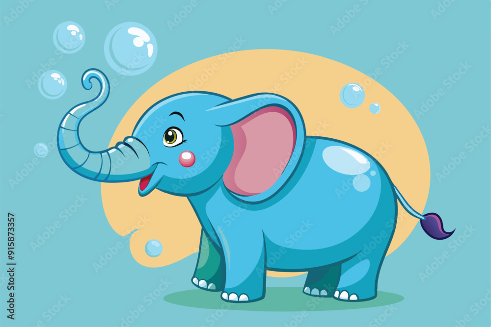 A joyful elephant uses its trunk to blow bubbles, creating a fun and lively atmosphere with its playful demeanor A joyful elephant uses its trunk to blow bubbles, creating a fun and lively atmosphere with its playful demeanor