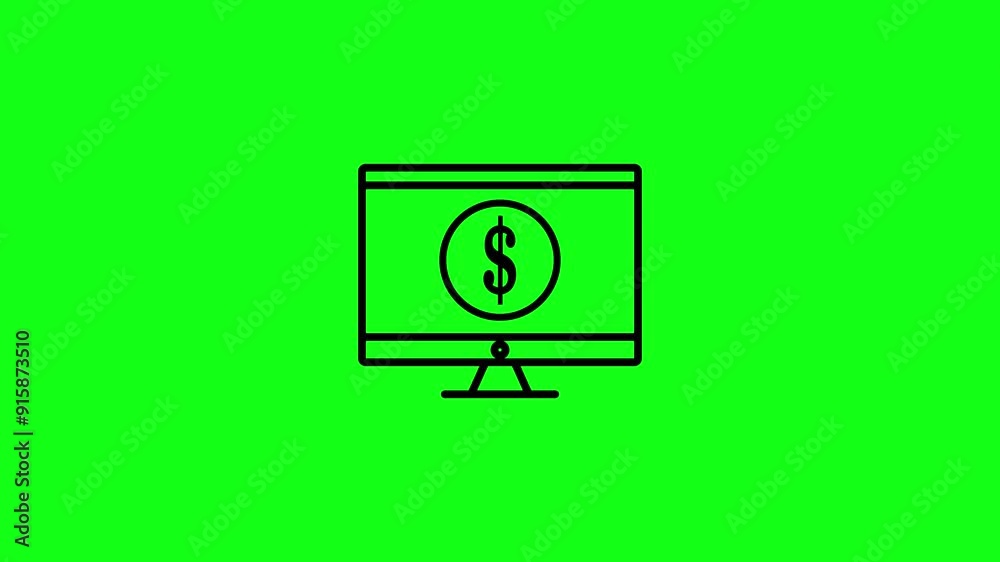 Computer monitor screen with dollar icon isolated on a dark background. Computer monitor screen with dollar icon isolated on a dark background.