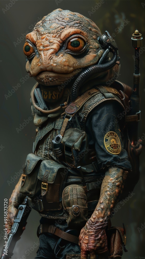 Frog soldier in uniform with gun Frog soldier in uniform with gun