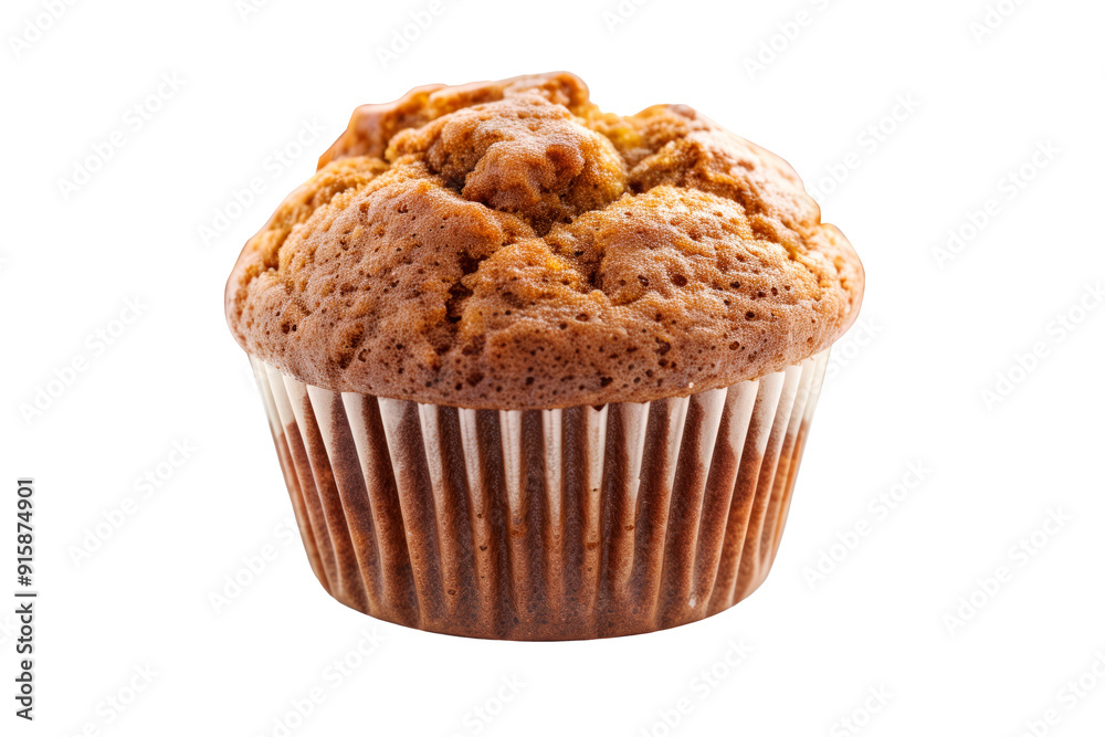 A warm pumpkin muffin with golden brown top isolated on white transparent background, ideal for breakfast or tasty snacks A warm pumpkin muffin with golden brown top isolated on white transparent background, ideal for breakfast or tasty snacks