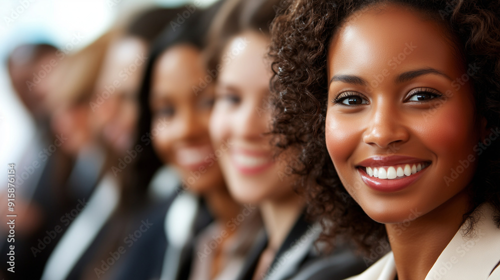 Diverse Group of Professionals Smiling Together During a Conference at a Modern Office