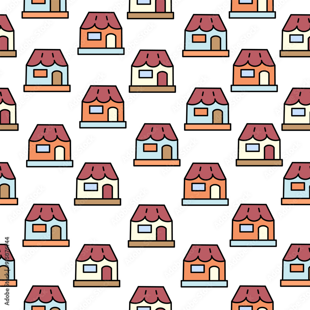seamless pattern with houses in doodle style . Design for backgrounds, textile, fabric, print, wallpaper, wrapping seamless pattern with houses in doodle style . Design for backgrounds, textile, fabric, print, wallpaper, wrapping