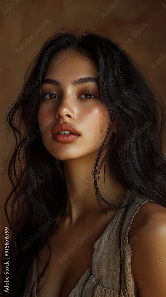 A Stunning Peruvian Female Model With Olive-Toned Skin A Stunning Peruvian Female Model With Olive-Toned Skin