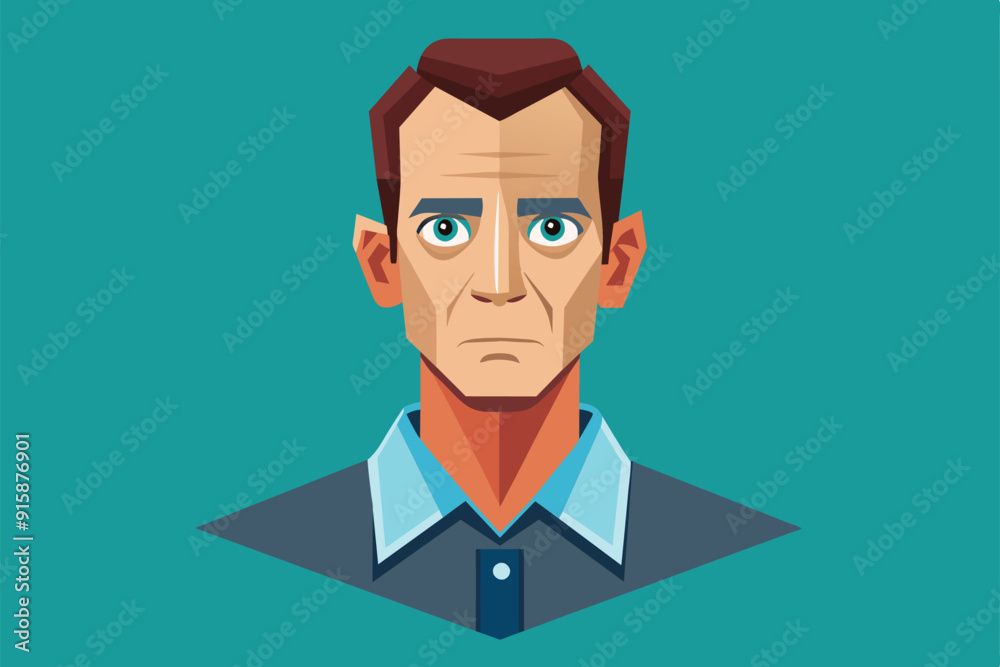 A serious man dressed in a collared shirt and suit jacket displays a thoughtful expression against a serene, solid color backdrop A serious man dressed in a collared shirt and suit jacket displays a thoughtful expression against a serene, solid color backdrop