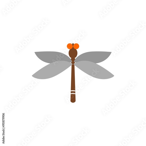 Dragonfly colorful design icon isolated on white background.