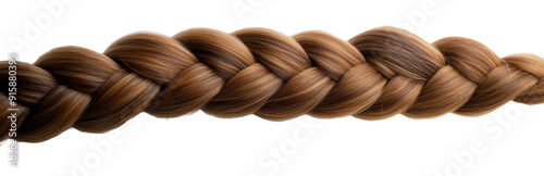 Close-up of a neatly braided brown hairstyle, cut out - stock png. photo