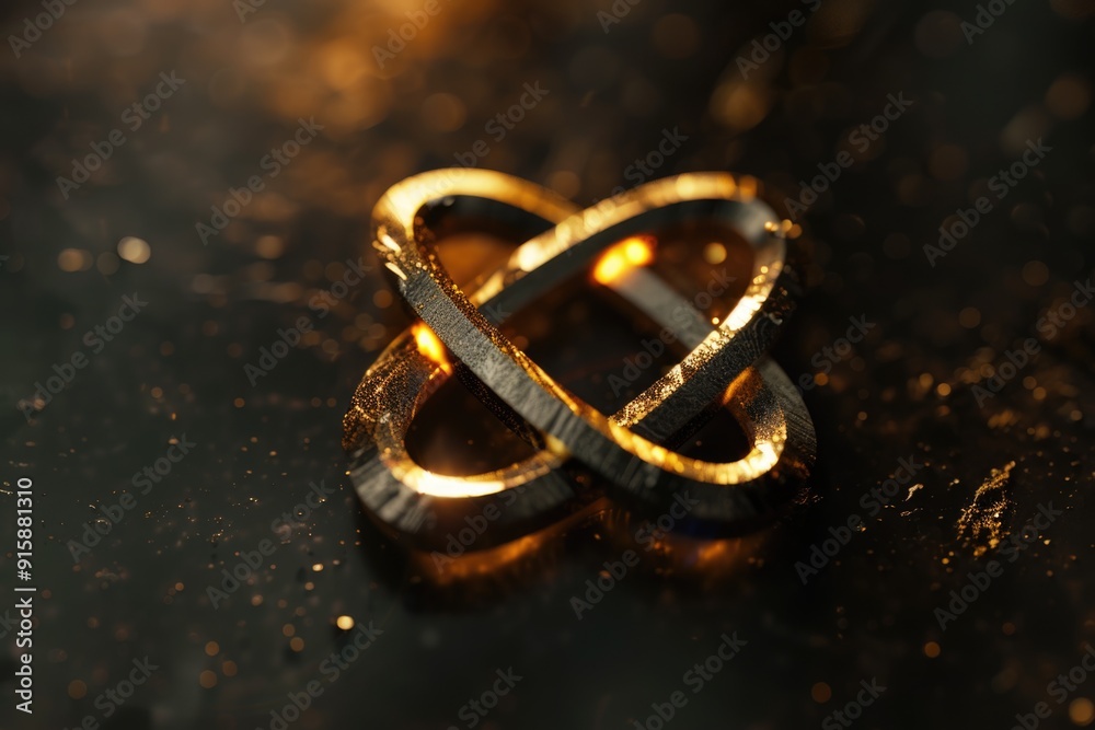 Two gold rings sit on a table, waiting to be used or admired Two gold rings sit on a table, waiting to be used or admired