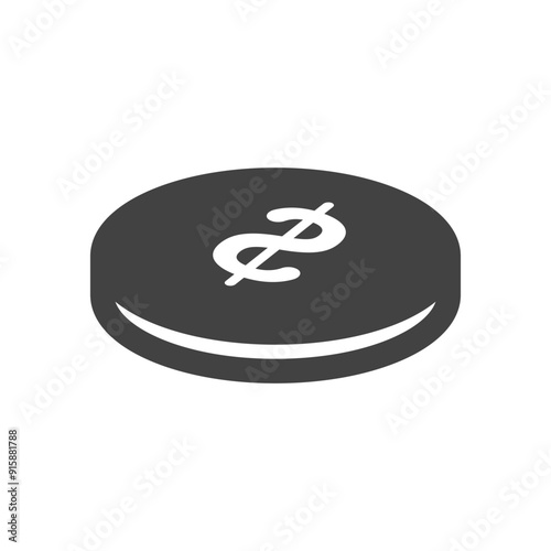 Dollar cents icon single coin, vector penny design element isolate.