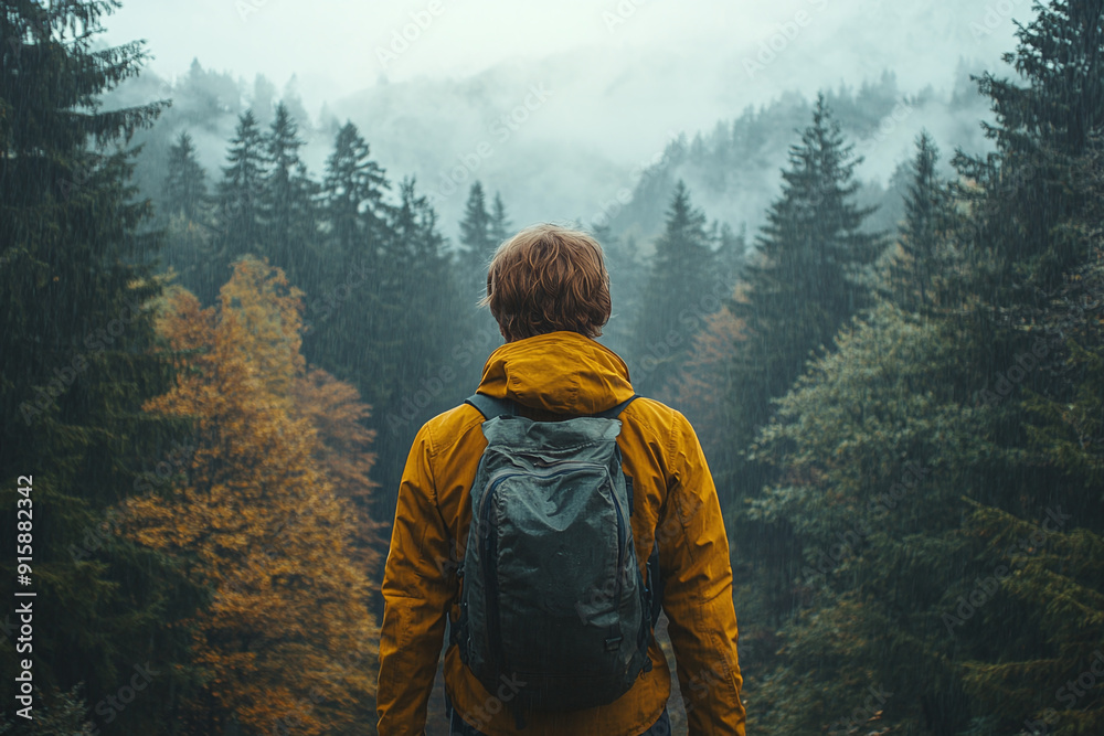 A person standing at the edge of a forest, deciding whether to venture into the unknown. A person standing at the edge of a forest, deciding whether to venture into the unknown.