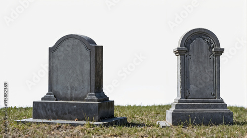Empty 2 Tombstones in a  Cemetery white background