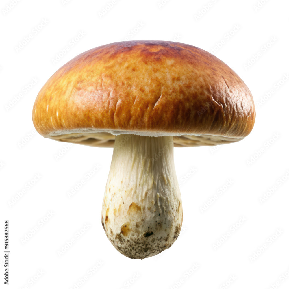 Vibrant brown mushroom with a firm stem and smooth cap, perfect for gourmet and culinary dishes. Isolated on transparent background, png. Vibrant brown mushroom with a firm stem and smooth cap, perfect for gourmet and culinary dishes. Isolated on transparent background, png.