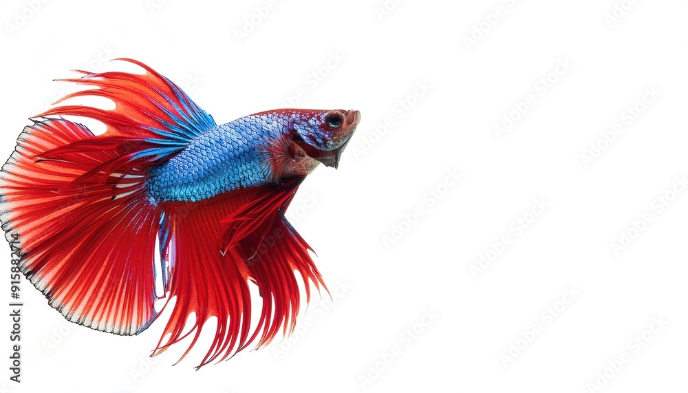 Siamese fighting fish - Betta splendens - commonly known as the betta is one of the most popular freshwater aquarium fish in the world native to Southeast Asia. isolated cutout on white background Siamese fighting fish - Betta splendens - commonly known as the betta is one of the most popular freshwater aquarium fish in the world native to Southeast Asia. isolated cutout on white background