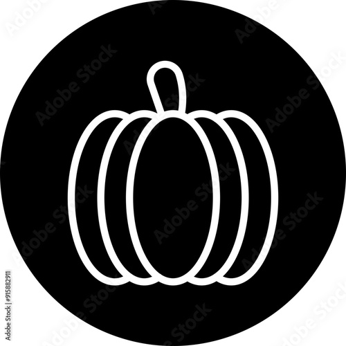 Pumpkin Vector Line White Circle Black