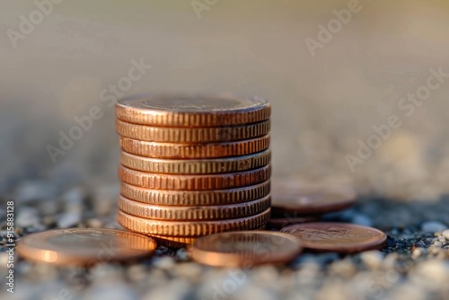 A small stack of coins with minimal detail, symbolizing savings and wealth accumulation photo