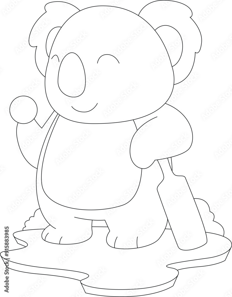 Fototapeta premium Koala Cricket Cricket bat Animal Vector Graphic Art Illustration