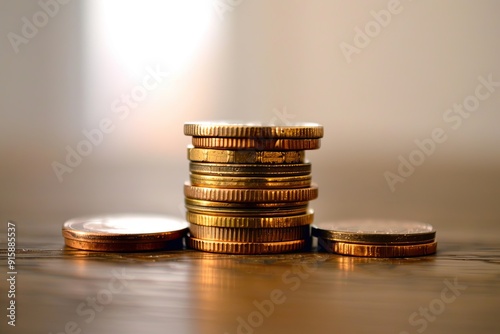 A small stack of coins with minimal detail, symbolizing savings and wealth accumulation photo