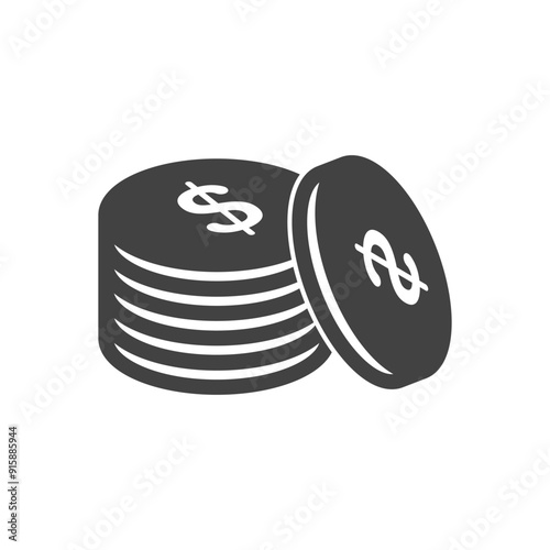 Dollar cents icon single coin, vector penny design element isolate.