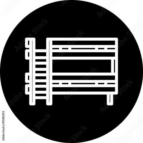 Bunk Bed Vector Line White Circle Black
