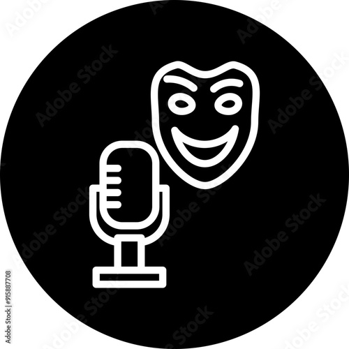 Comedy Show Vector Line White Circle Black