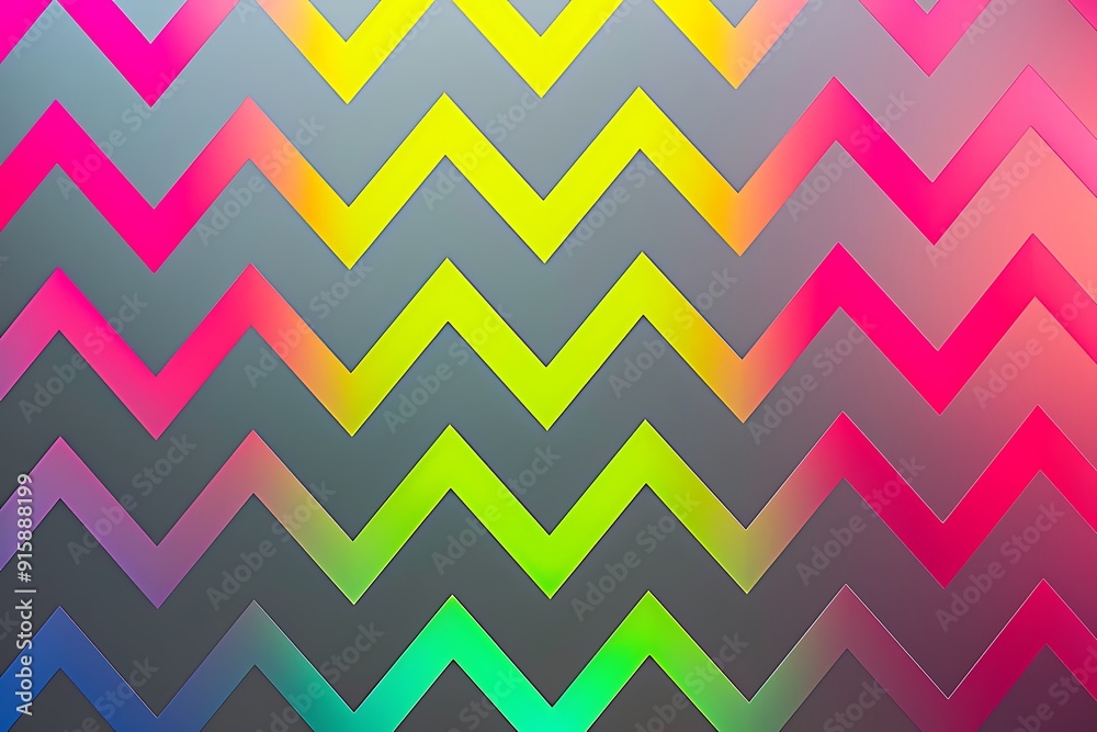 Abstract gradient, bold zigzag patterns in neon colors, set against a minimalist gray background. Sharp contrasts, geometric rhythm, vibrant energy Abstract gradient, bold zigzag patterns in neon colors, set against a minimalist gray background. Sharp contrasts, geometric rhythm, vibrant energy