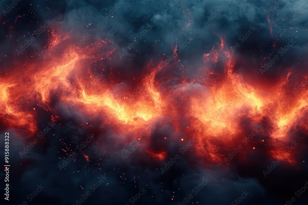 Fototapeta premium dramatic background of billowing black and red smoke with glowing embers intense moody atmosphere with dynamic movement and fiery accents