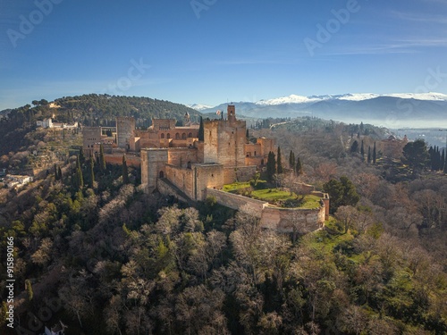 An aerial view of Granada in Spain during winter