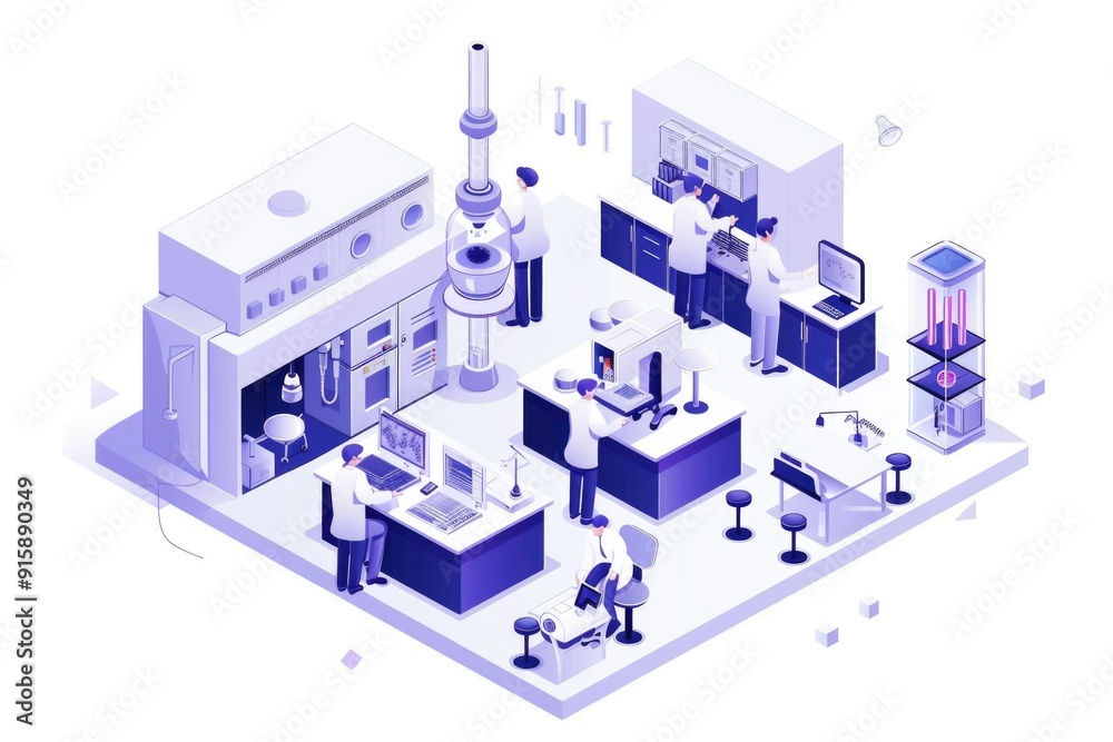 A group of professionals conducting experiments and research in a modern laboratory setting A group of professionals conducting experiments and research in a modern laboratory setting