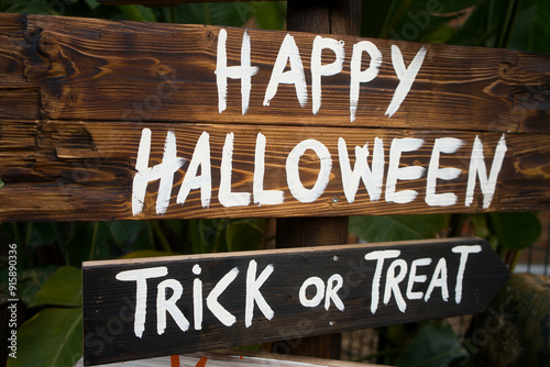 Happy Halloween wooden vintage sign