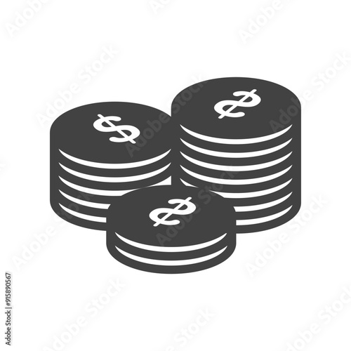 Dollar cents icon single coin, vector penny design element isolate.