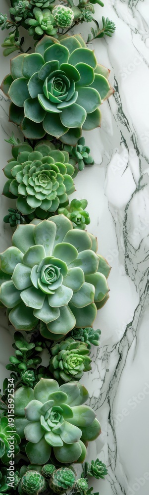 Many succulents of different colors on a marble table Many succulents of different colors on a marble table