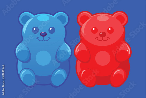 Delight in vibrant blue and red jelly bear sweets, ideal for gifts and celebrations, bringing joy to any occasion