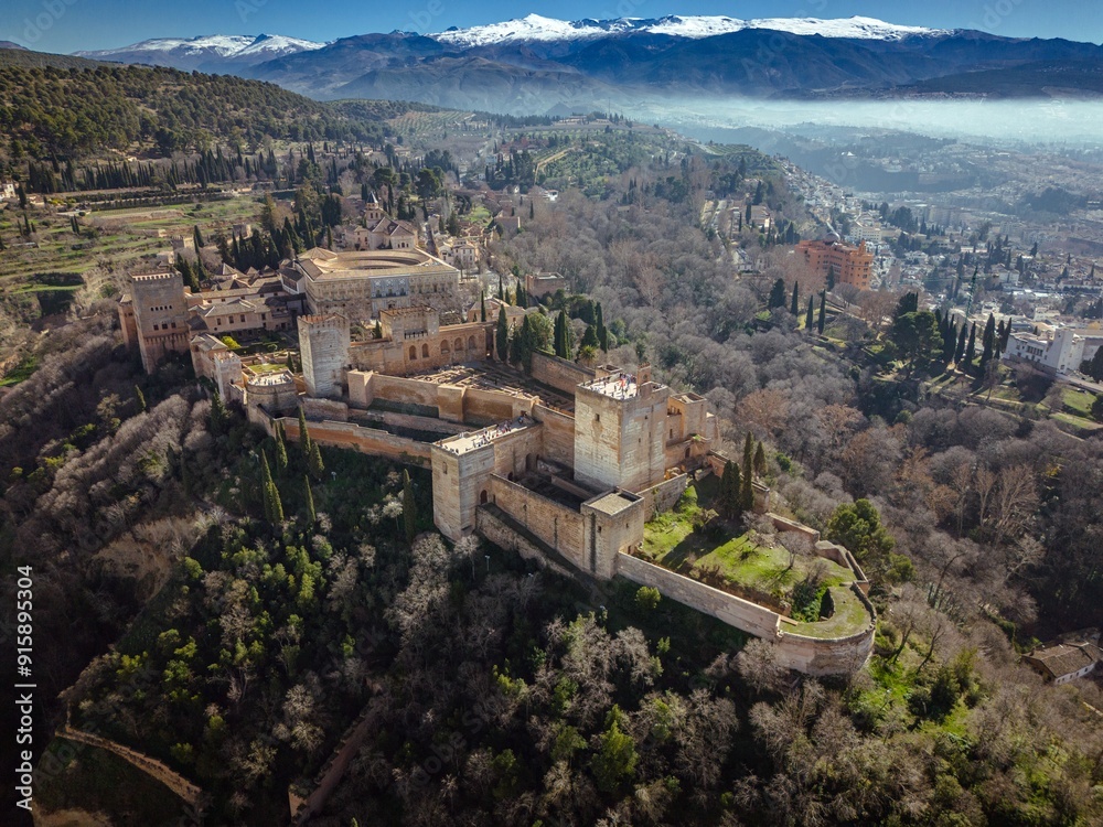 Fototapeta premium An aerial view of Granada in Spain during winter