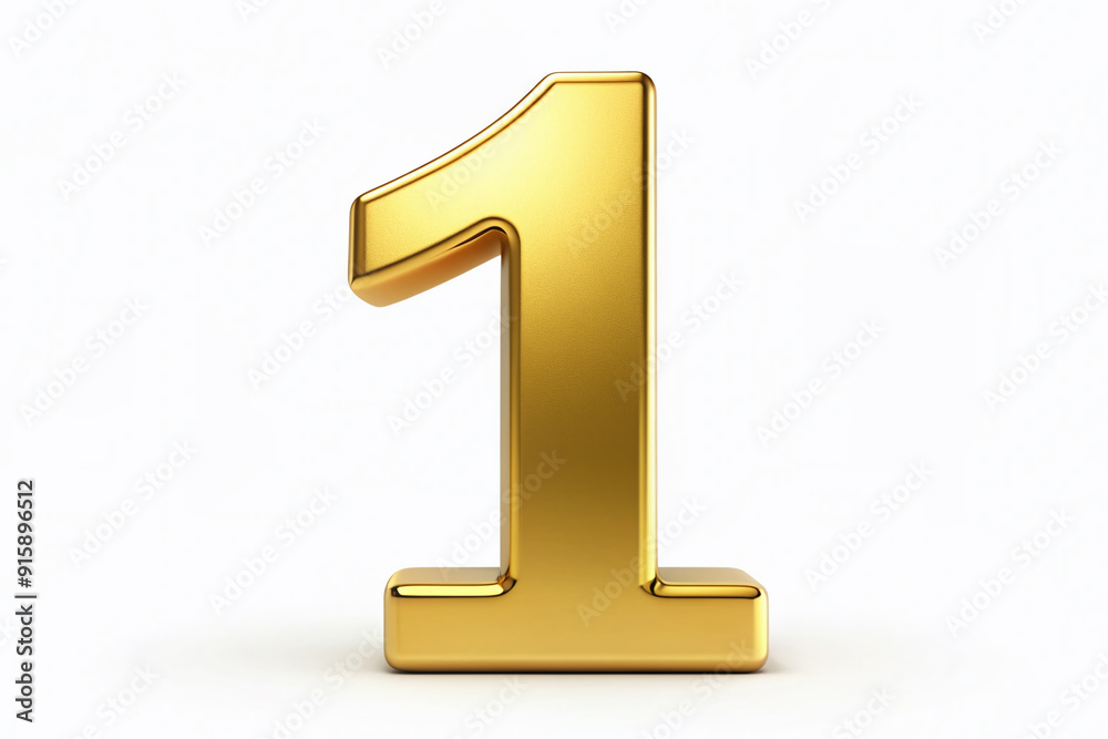 Single golden numeral one icon isolated on a white background, symbolizing unity, singularity, and individuality, perfect for branding, advertising, and editorial use. Single golden numeral one icon isolated on a white background, symbolizing unity, singularity, and individuality, perfect for branding, advertising, and editorial use.
