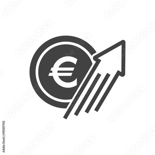 Euro rate increase sign, Money payout investment icon, Euro growth vector sign isolated.