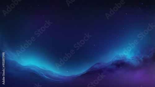 abstract mesmerizing background with a dark blue night sky gradient. A blurred midnight spectrum transitions from deep violet indigo to light blue shades, complemented by a grainy texture