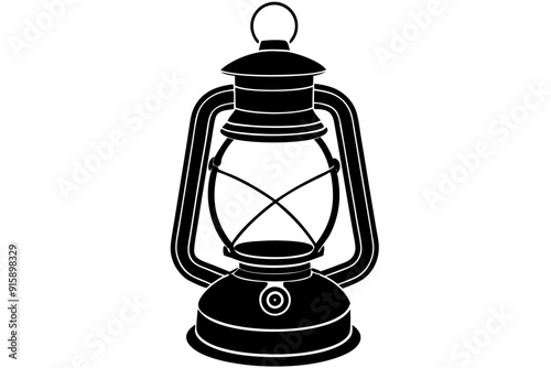 Vintage lantern pendant lamp silhouette, lamp icon vector
