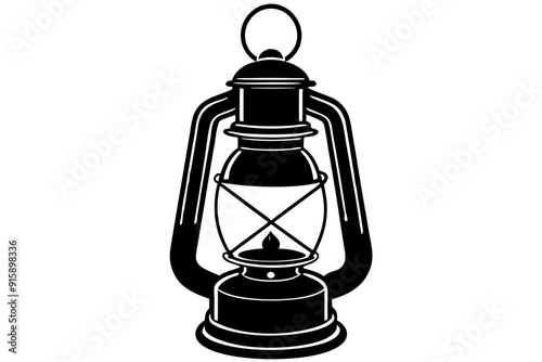 Vintage lantern pendant lamp silhouette, lamp icon vector
