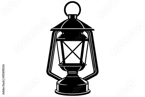 Vintage lantern pendant lamp silhouette, lamp icon vector
