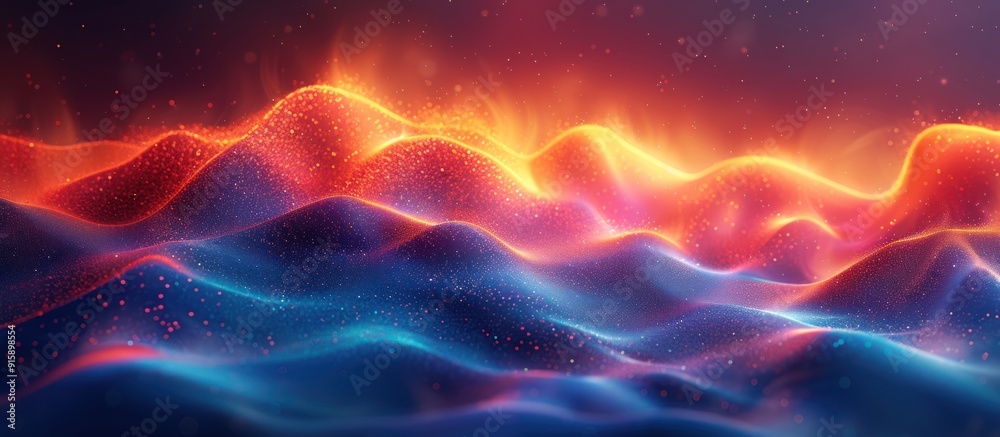 Fototapeta premium Abstract Landscape of Glowing Particles