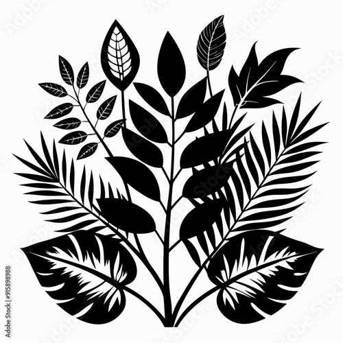  foliage Silhouette Vector illustration