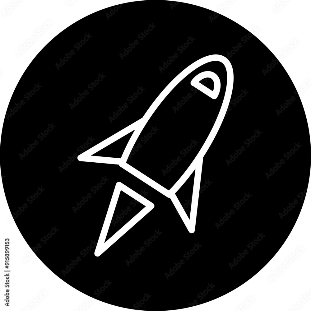 Rocket Vector Line White Circle Black Rocket Vector Line White Circle Black