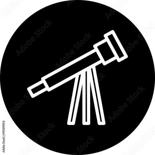 Telescope Vector Line White Circle Black