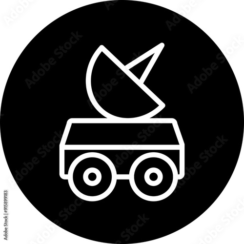 Space Rover Vector Line White Circle Black