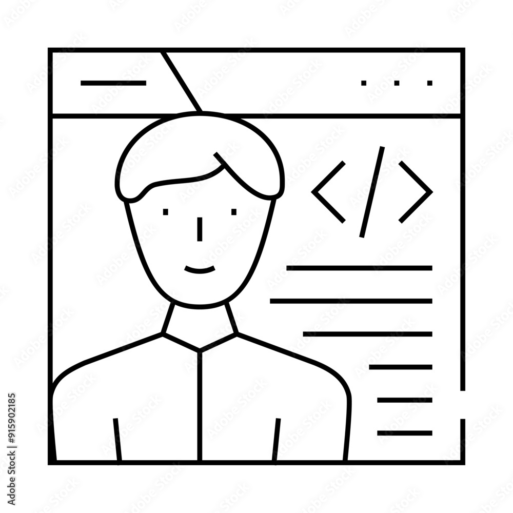 programmer worker line icon vector. programmer worker sign. isolated contour symbol black illustration programmer worker line icon vector. programmer worker sign. isolated contour symbol black illustration